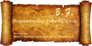 Bogdanovics Fabrícius névjegykártya